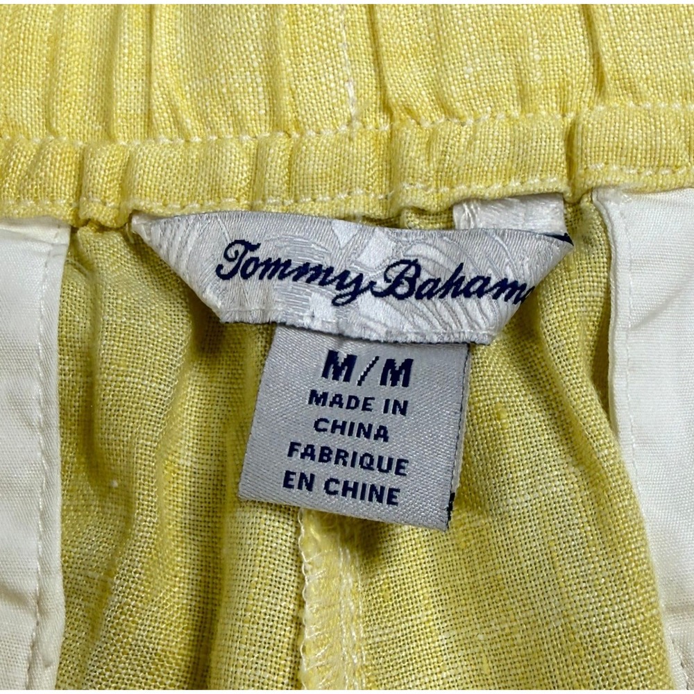 Tommy Bahama M 100% Linen Hibiscus Yellow Shorts Cottagecore Tomato Girl Preppy - Picture 3 of 9